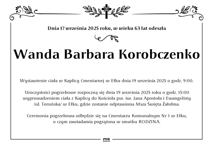 Wanda Barbara Korobczenko - nekrolog